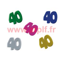 Confetti de Table chiffre " 40" multicolore 1,2cm (sachet de 10Grs)