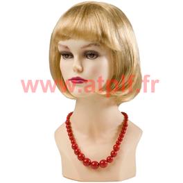 Collier de perles rouge,(Marge Simpson - 70'S -) 50cms