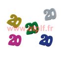 Confetti de Table Anniversaire chiffre " 20" multicolore (sachet de 10Grs)