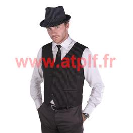 Gilet noir de Gangster, a rayures blanches fines (T.U)