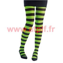 Collant rayé noir et vert