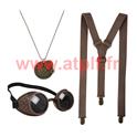 Set Steampunk Bretelles Collier et lunettes