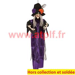 Decoration Sorci&egrave;re  vibrante yeux lumineux et sonore  pend. 100cm 