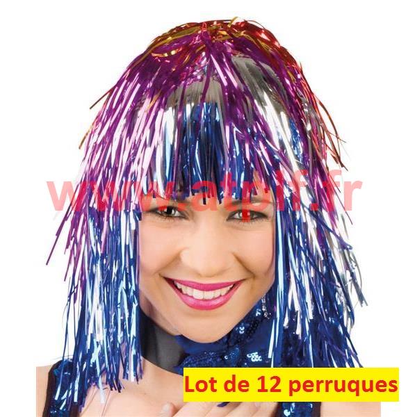 Perruque disco lamée bleue