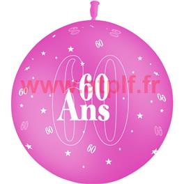 Ballon g&eacute;ant Anniversaire 60ans Fuchsia