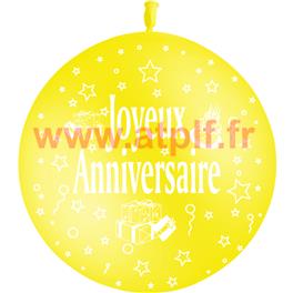 Ballon géant Ø80cms "Joyeux anniversaire" (Décoré Tout autour)