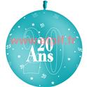 Ballon géant Anniversaire 20ans Ø86cms "Turquoise"