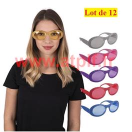 Lot de 12 Lunettes à paillettes Disco couleur panachées