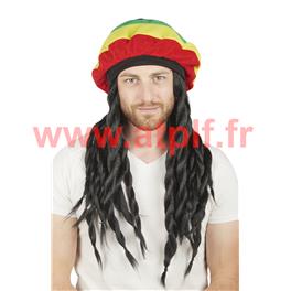 Bonnet Rasta Bob Marley avec perruque
