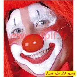 Sachet de 24 Nez de Clown avec elastique (plastique)