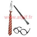 Set de deguisement Harry Potter (Cravate-Lunette-Baguette)