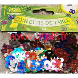 Confetti de Table Anniversaire chiffre "30" multicolore 1,5cm (sachet de 10Grs)