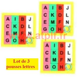 Lot de 3 pousse lettres pour lot de kermesse ou anniversaire (plastique) Lot de 3 pousse lettres pour lot de kermesse ou anniversaire (plastique)