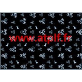 Tissu noir meli melo Triskells et hermines
