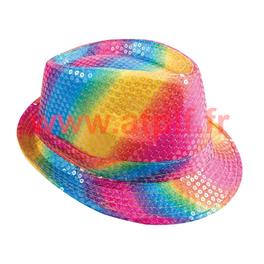 Chapeau Borsalino Sequins paillettes Arc en Ciel - Rainbow Chapeau Borsalino Sequins paillettes Arc en Ciel - Rainbow