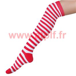 Mi-bas longs ray&eacute; rouge blanc 50cms