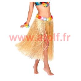 Pagne Hawaien, Tahitien naturel a fleurs (80cms)